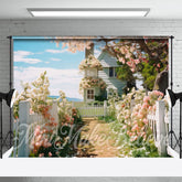 Aperturee - Rustic Spring Flowers White House Blue Sky Backdrop